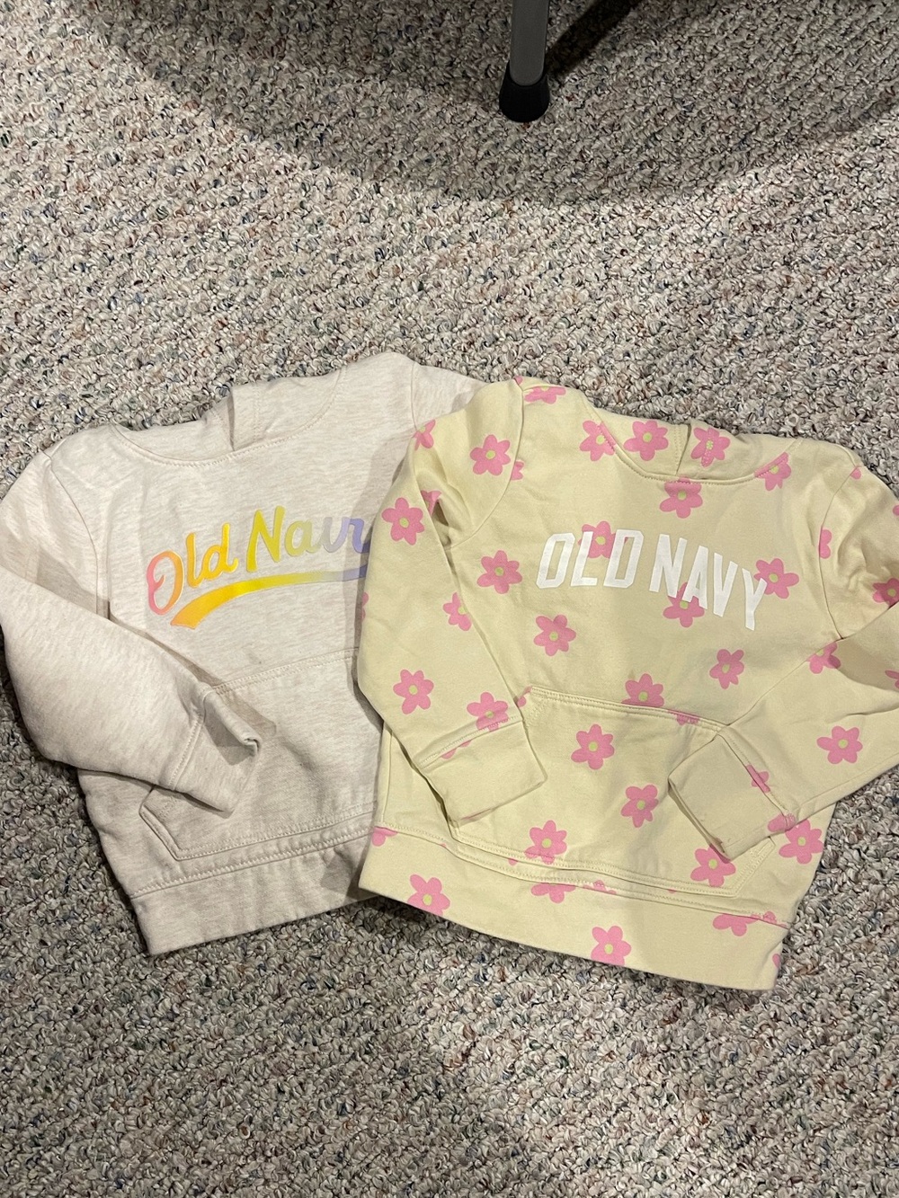 Old Navy Cream Pullover Sweatshirt with Pink Floral Print